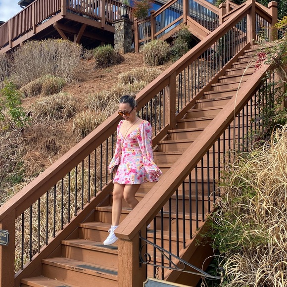 Showpo Frederica Tie Back Long Sleeve Mini Dress in Pink Panther | Size - US 2 - Picture 6 of 7